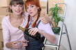 Young women celebrating on moving day
