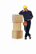 Builder with wooden blocks