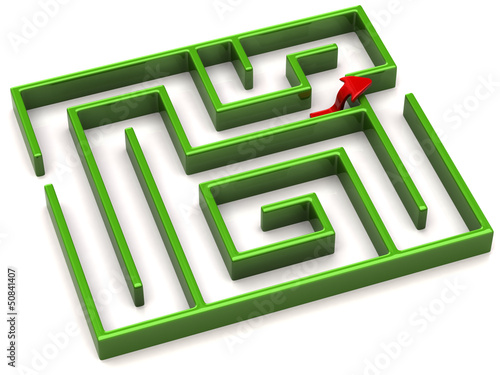 Illustration: Red arrow and maze Red arrow and maze