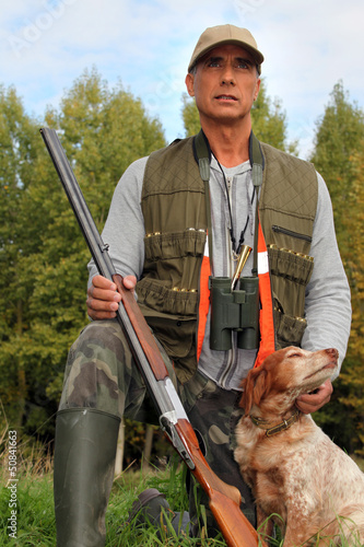 Photo: hunter with his dog hunter with his dog