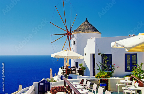 Photo: Santorini scenery with windmill Santorini scenery with windmill