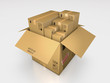 a series of cardboard box 3d illustration
