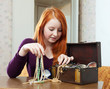 teen girl chooses jewelry