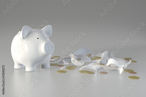 Illustration: Piggy bank - pig and broken pig Piggy bank - pig and broken pig