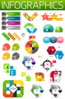 Set of colorful paper infographic design elements