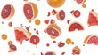 Grapefruits falling down on white background