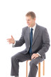 a young businessman on white background