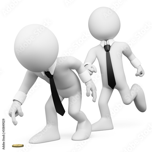 Illustration: 3D white people. Business trick 3D white people. Business trick