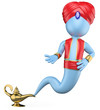 3D white people. The genie in the lamp