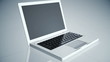 Business montage on a sliding laptop