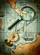 magnifier and compass on  map