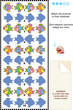 Match to shadow visual puzzle - colorful fish rows