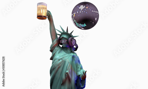 Illustration: liberty statue drinking a beer liberty statue drinking a beer
