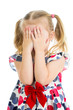 Kid crying or playing  with hiding face isolated