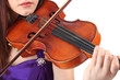 Beautiful young girl with violin, isolated on white