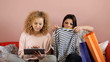 Friends compare prices with internet