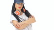 Beautiful girl dancing with cap and headphones