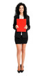 Full length businesswoman isolated on white
