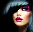 Fashion Brunette Model Portrait. Hairstyle