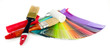 Brushes, paint-roller, colour guide isolated on white