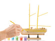 Foto: Model sailing ship on white Model sailing ship on white
