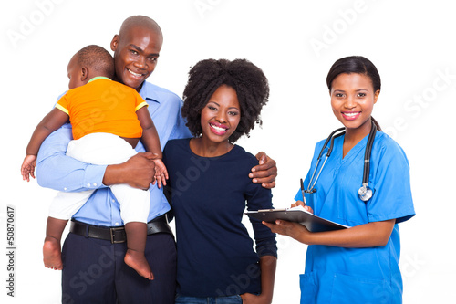 Photo: african female healthcare worker with young family african female healthcare worker with young family