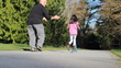 Video: Nervous Dad Helps Daughter Ride Scooter-Without Helmut Nervous Dad Helps Daughter Ride Scooter-Without Helmut