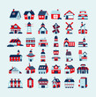 retro house icon set