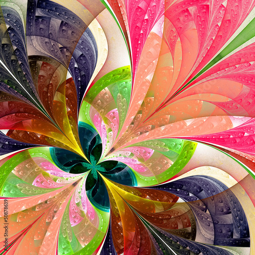 Photo: Multicolor beautiful fractal flower. Computer generated graphics Multicolor beautiful fractal flower. Computer generated graphics