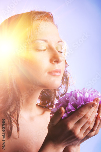 Photo: woman with big flower woman with big flower