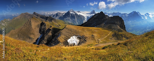Photo: Panoramic view n the beautiful hills of Swiss Alps Panoramic view n the beautiful hills of Swiss Alps