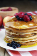 Photo: Pile of pancakes in the white plate Pile of pancakes in the white plate
