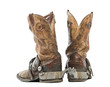 Rear view of a Pair of cowboy boots, isolated on white