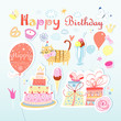 Set of vector birthday party elements