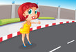 A girl standing at the street