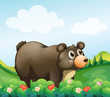 Vector: A big brown bear in the garden A big brown bear in the garden