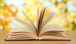 Opened book on bright background