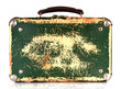 Old green shabby suitcase