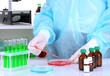 Scientist conducting research in laboratory close up