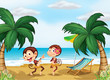 Vector: Two monkeys wearing a hawaiian attire Two monkeys wearing a hawaiian attire