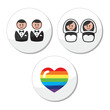 Gay / lesbian wedding  icons set