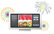 The flag of Indonesia with three kids inside a scoreboard