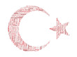 Turkey Istanbul Word Cloud inside Crescent and Star Shapes