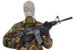 Soldat mit Gasmaske und Sturmgewehr