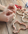 Photo: Making a pearl necklace Making a pearl necklace