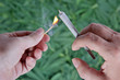 Man lighting a cigarette