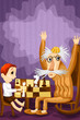 Grandfather grandson chess character cartoon style vector illust