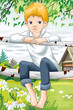 Village boy character cartoon style vector illustration