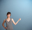 Pretty lady gesturing with copy space