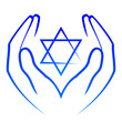 Vector icon -  hands holdin star of David